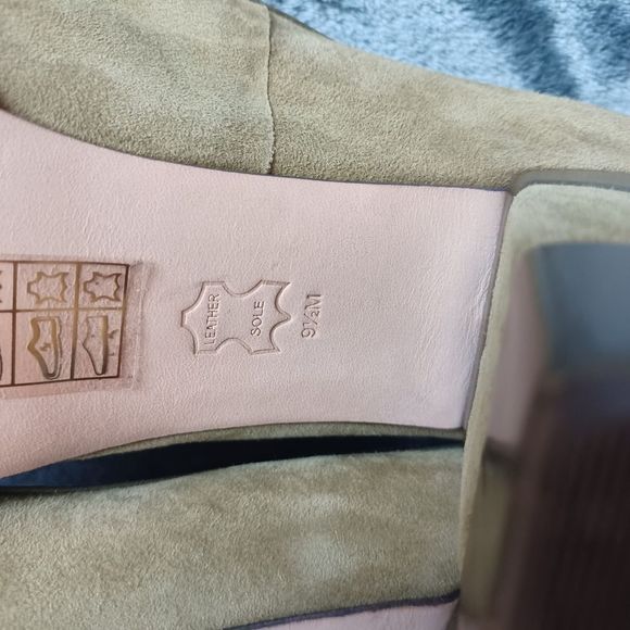 Tory Burch  Green 70s Peep Toe Leather & Suede Platform Pumps 9.5 M - Picture 3 of 10